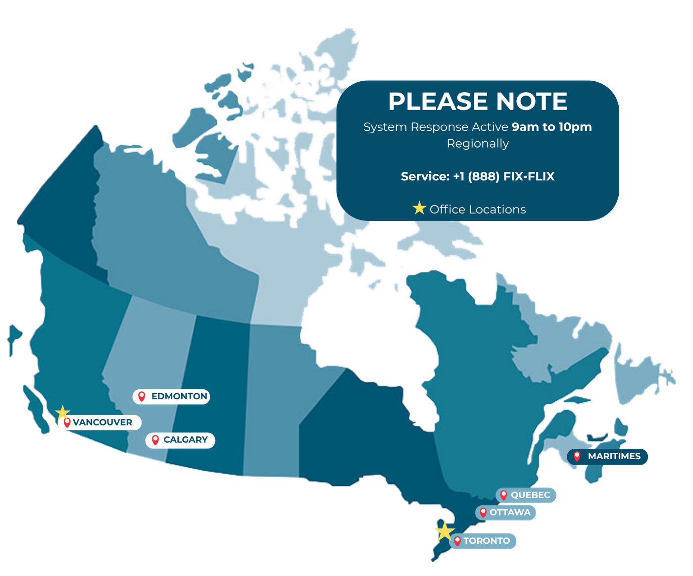 Cinematronix service regions across Canada